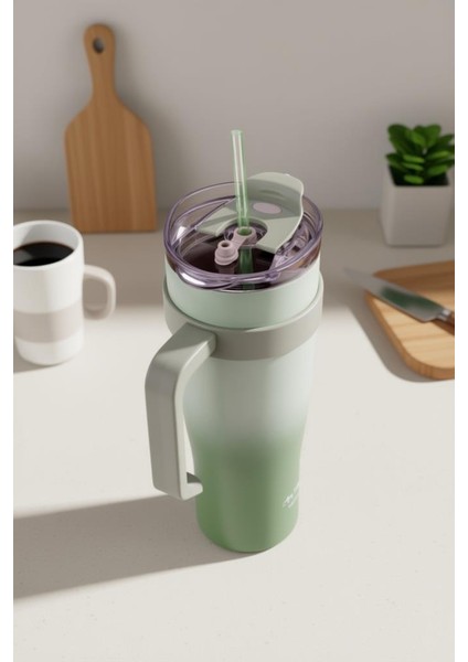 Horizon - Pipetli Termos Bardak Yeşil 1000ML fiyatları