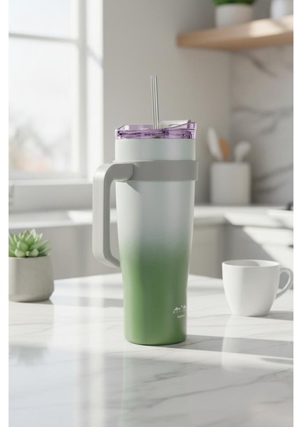 Horizon - Pipetli Termos Bardak Yeşil 1000ML modelleri