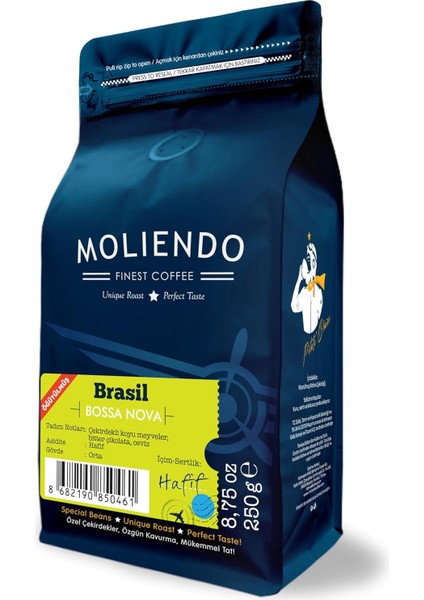 Moliendo Finest Coffee Brasil Bossa Nova Yöresel Kahve (Öğütülmüş Filtre Kahve) 250 G fiyatları