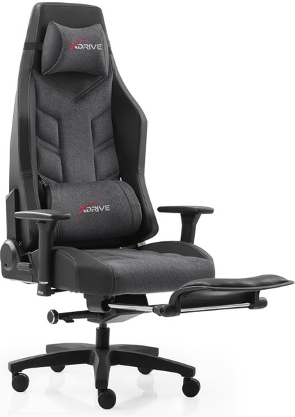 Fırtına Profesyonel Oyuncu Koltuğu Ayak Uzatmalı Kumaş Gri