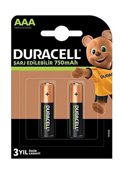 Şarj Edilebilir Aaa Pil (2&apos;li Paket) 750 Mah Nimh, 1000 Sarj Döngüsü, Önceden Sarj Edilmiştir