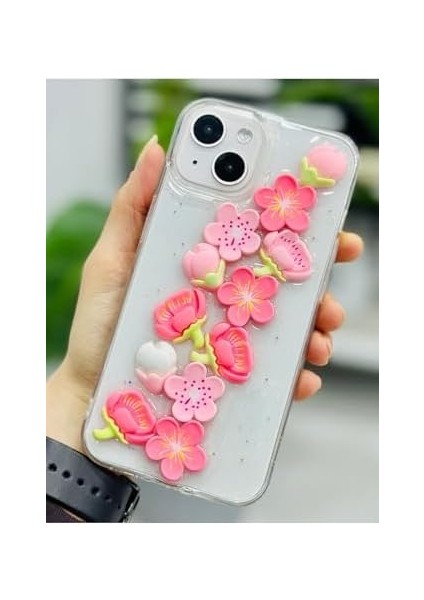 Aksesuar 13-14 ve 15 ile Uyumlu Oyuncak Pembe Çiçek Tasarımlı Esnek Silikon Kılıfı fiyatları