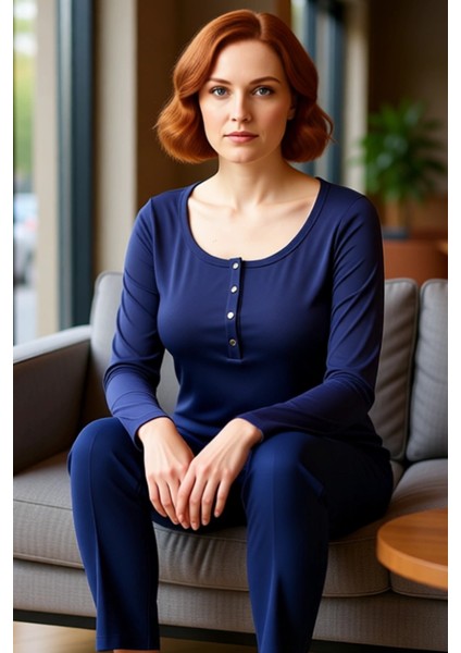 Kadın Pamuklu Uzun Kollu Düğmeli Rahat Üst Kaliteli Şık Rahat Modern Zarif Günlük