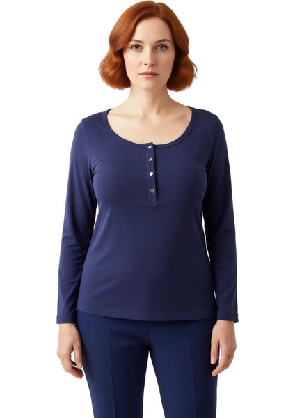 Kadın Pamuklu Uzun Kollu Düğmeli Rahat Üst Kaliteli Şık Rahat Modern Zarif Günlük fiyatları