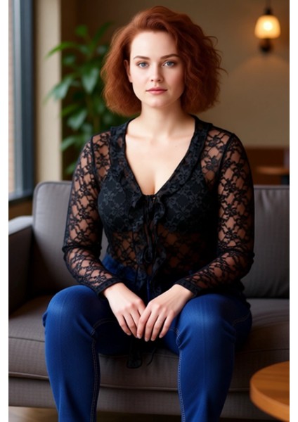 Kadınlar Için Uzun Kollu V Yaka Dantel Detaylı Örme Bluz Kaliteli Şık Rahat Modern Zarif Günlük