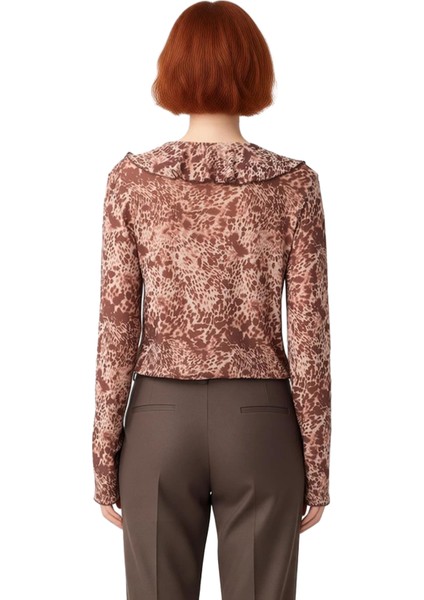 Kadınlar Için V Yaka Ispanyol Kol Tül Dokuma Bluz Kaliteli Şık Rahat Modern Zarif Günlük fiyatları