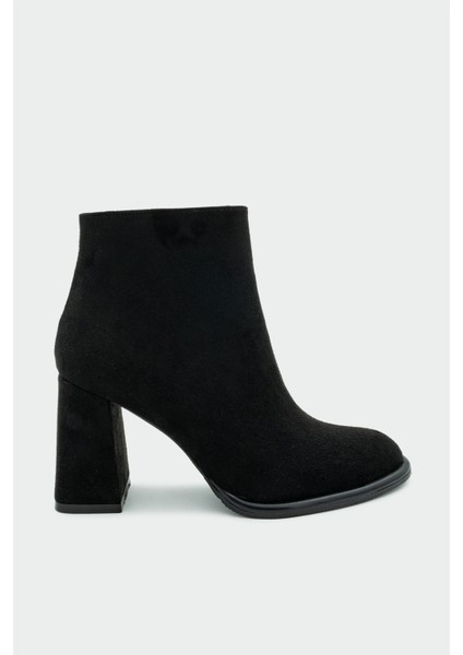 Tobin Siyah Süet Fermuarlı Kadın Bot