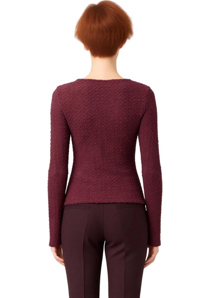 Kadın Uzun Kollu Fitted Dokulu Örme Üst Asimetrik Yaka Detaylı Kaliteli Şık Rahat Modern Zarif modelleri