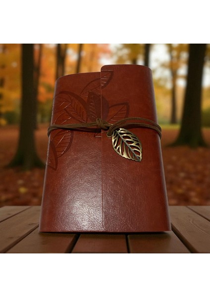 Deri Hatıra Defteri Kahverengi – Yaprak Desenli indirimleri