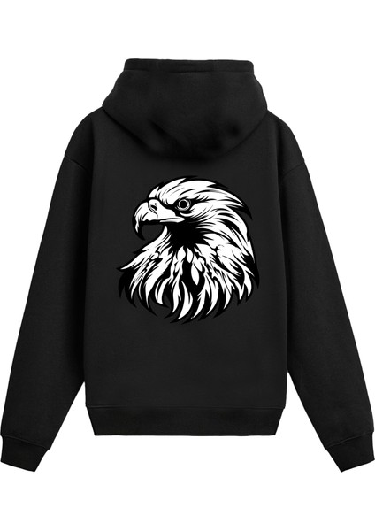 Sırt Baskılı Kartal Başlı Hoodie