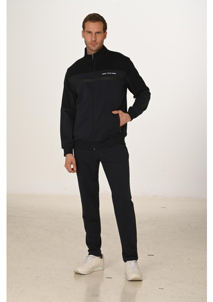 Büyük Beden Pamuklu Erkek Eşofman Takımı Lacivert 5279B-L