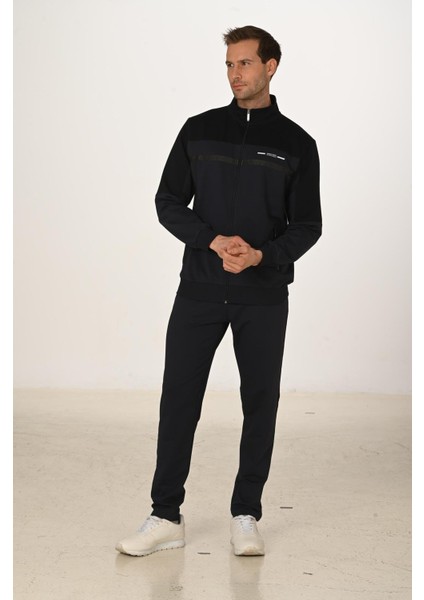 Büyük Beden Pamuklu Erkek Eşofman Takımı Lacivert 5279B-L