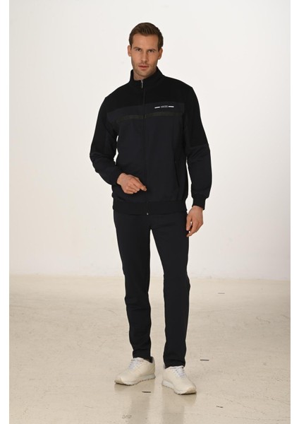 Büyük Beden Pamuklu Erkek Eşofman Takımı Lacivert 5279B-L