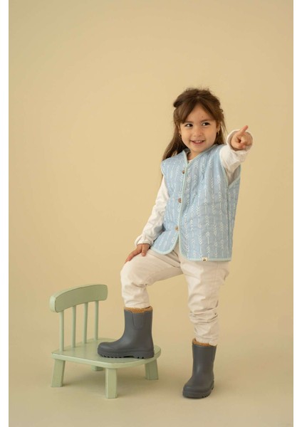 Mavi Desenli Peluş Bebek Yeleği