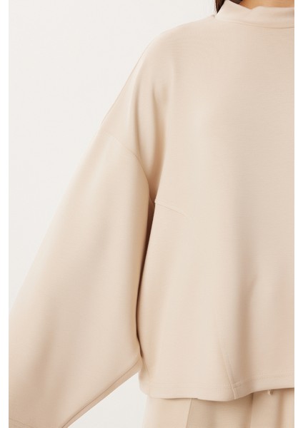 Yarasa Kollu Nervürlü Modal Üst-Alt Takım LDM0009 Krem fırsatları