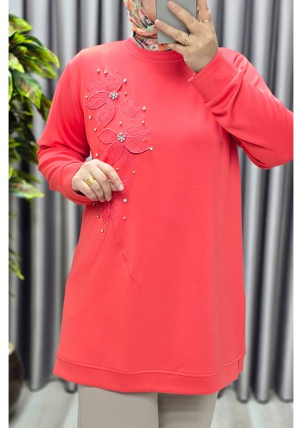 Kadın Giyim Büyük Beden Modal Çiçek Aplik Tunik fırsatları