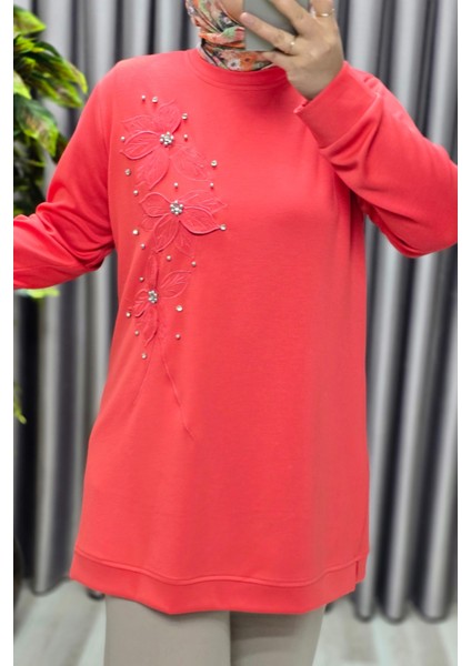 Kadın Giyim Büyük Beden Modal Çiçek Aplik Tunik indirimleri