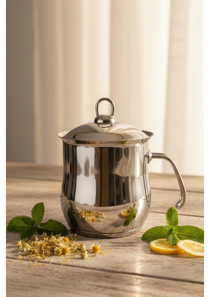 Paslanmaz Çelik 2 Litre Sütlük Sosluk 2 Parça Kapaklı