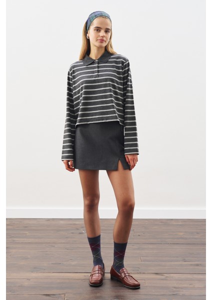 Kemer Detaylı Mini Etek Antrasit modelleri