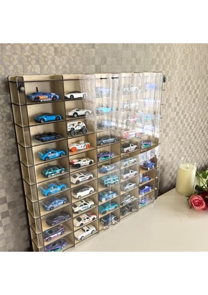 Kapaklı 1/64 Ölçek 50ARAÇ Hotwheels Metal Araç Uyumlu Model Oyuncak Araba Rafı-Akçaağaç fiyatları