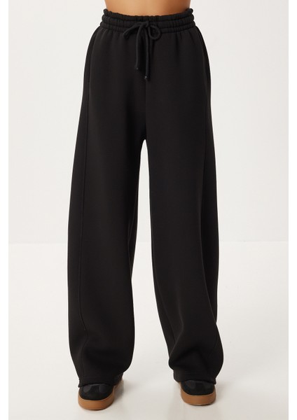 Nervürlü Şardonlu Örme Eşofman Altı LUB0289 Siyah fırsatları