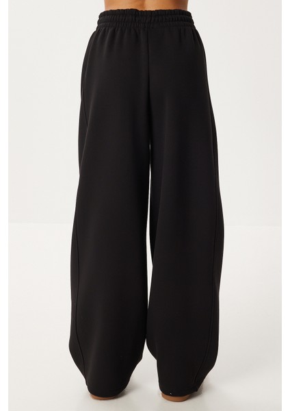 Nervürlü Şardonlu Örme Eşofman Altı LUB0289 Siyah indirimleri