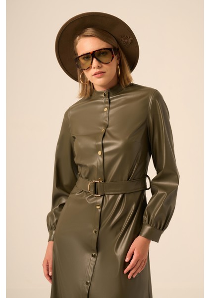 Bayan Deri Elbise Haki 31225 fırsatları