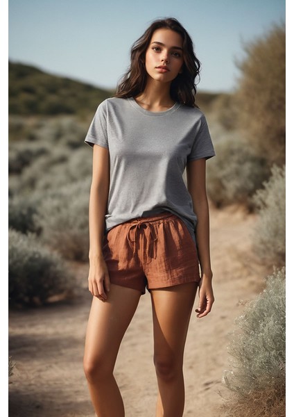 Bisiklet Yaka Basic Gri Melanj Tişört