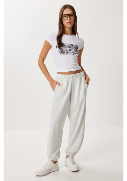 Kontrast Şeritli Jogger Örme Eşofman Altı LUB0301 Gri Melanj modelleri