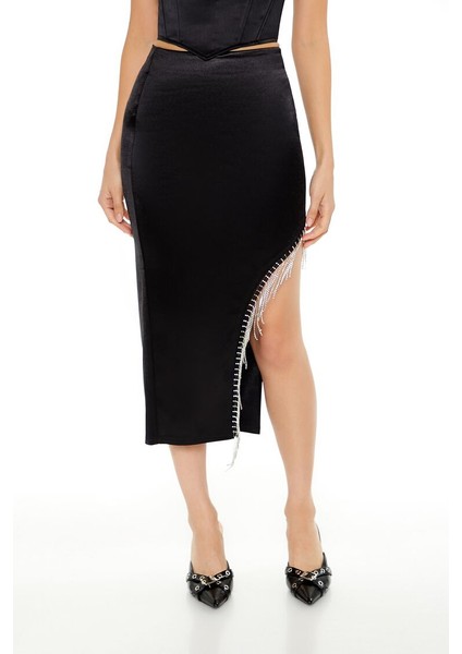 Rhinestone Taşlı Zincirli Midi Etek fırsatları
