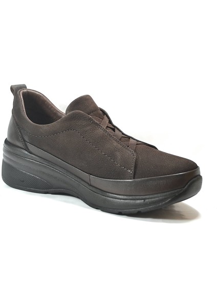 25BK.069 Hakiki Deri Lastikli Ortopedik Dolgu Topuklu Kadın Ayakkabı modelleri