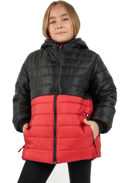 İçi Kürklü Su ve Rüzgar Geçirmez Kapüşonlu Kız Çocuk Mont