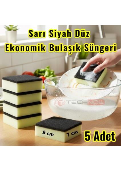 Klasir Ekonomik 9 x 7 cm Sarı Siyah Düz Bulaşık Süngeri