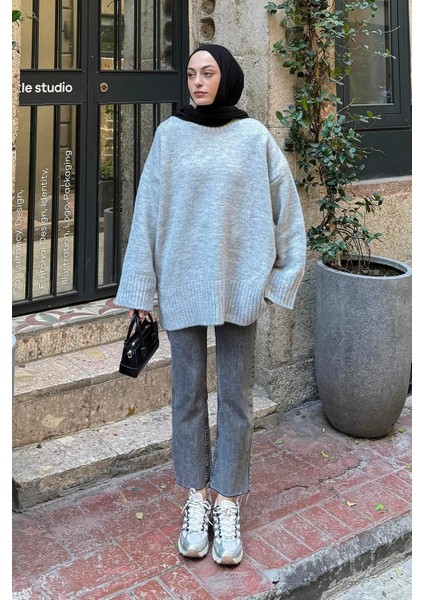 Geniş Kollu Kazak Gri