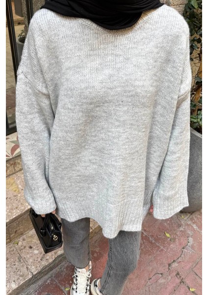 Geniş Kollu Kazak Gri modelleri