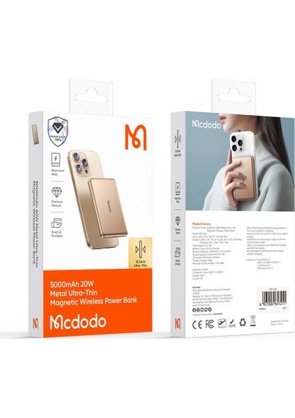 MC-4642 5000MAH 20W Metal Ultra Ince Manyetik Kablosuz Powerbank fırsatları