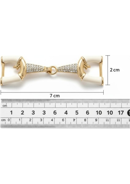 Metal Toka / Taşlı Altın Renkli – Ayakkabı, Çanta, Kemer, Dekoratif Aksesuar 7x2 cm