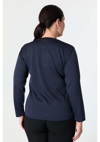 Büyük Beden Leopar Desenli Triko Kazak-Lacı