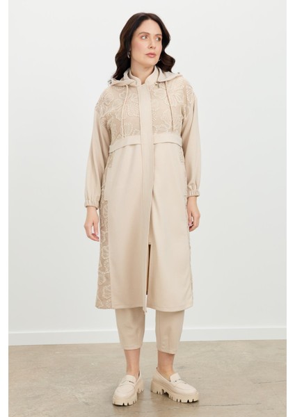 Büyük Beden Dantel Detay Tunik-Bej modelleri