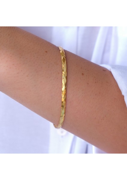 altın kaplama 3 mm baklava model bilezik blz-3124 fiyatları