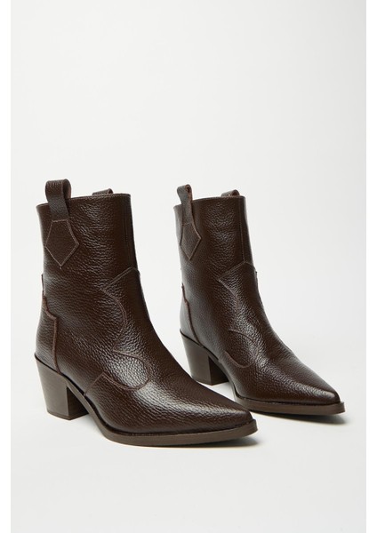 Kahverengi Kadın Sivri Burun Kovboy Bot