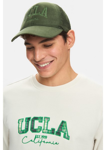 Matty Kemik Rengi Bisiklet Yaka Ekose Nakışlı Loose Fit Erkek Sweatshirt fiyatları