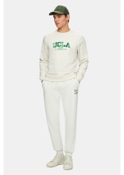 Matty Kemik Rengi Bisiklet Yaka Ekose Nakışlı Loose Fit Erkek Sweatshirt indirimleri