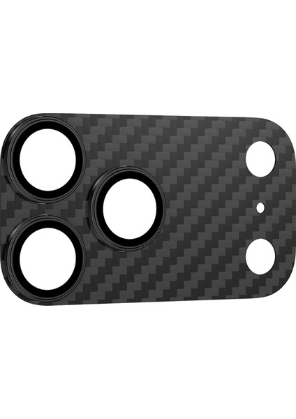 Apple iPhone 17 Pro Max Uyumlu Kevlar Karbon Fiber Kamera Lens Camı - Black