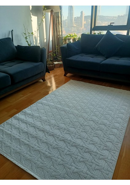 Krem Lop Saten Bambu Halı