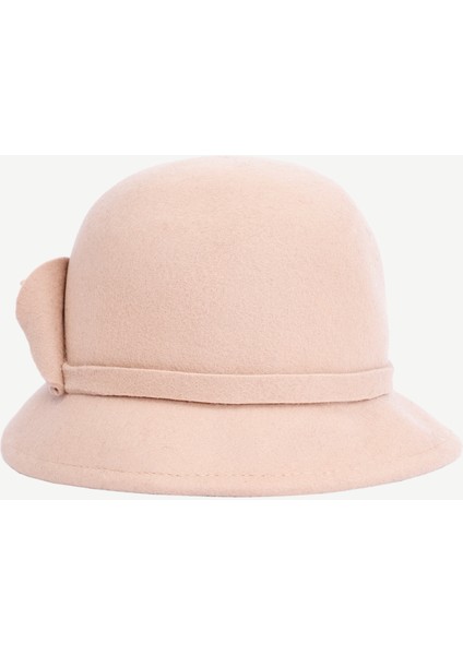 Çiçek Detaylı Yün Kloşe Şapka