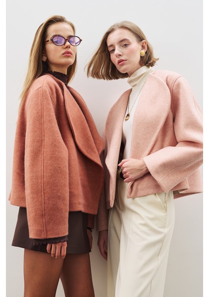 Yünlü Kısa Ceket Şeftali