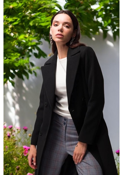 Düğme Detaylı Kadın Kaşe Kaban indirimleri