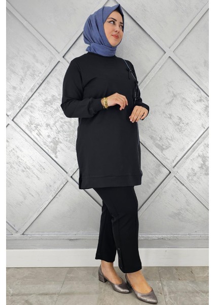 Kadın Düğme Taş Detaylı Biyeli Tesettür Tunik