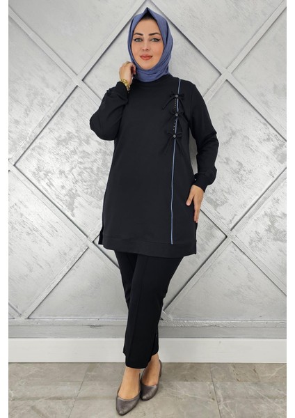 Kadın Düğme Taş Detaylı Biyeli Tesettür Tunik modelleri